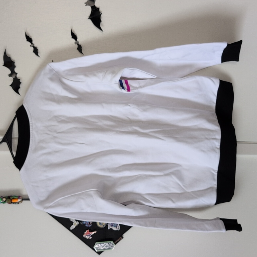 Absolut Vodka branded White Rainbow Zip-Up Jacket with Black Neck and Cuffs - Picture 4 of 5